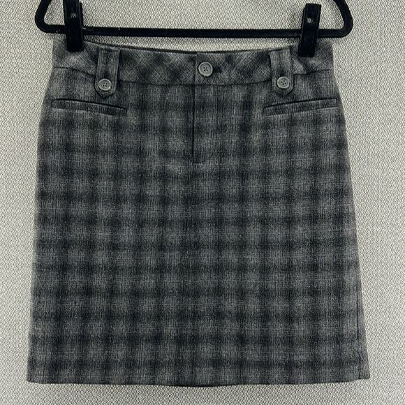 Eddie Bauer Women Gray Plaid Wool Blend Lined Pencil Skirt With‎ Pockets Size 4 - Picture 1 of 11